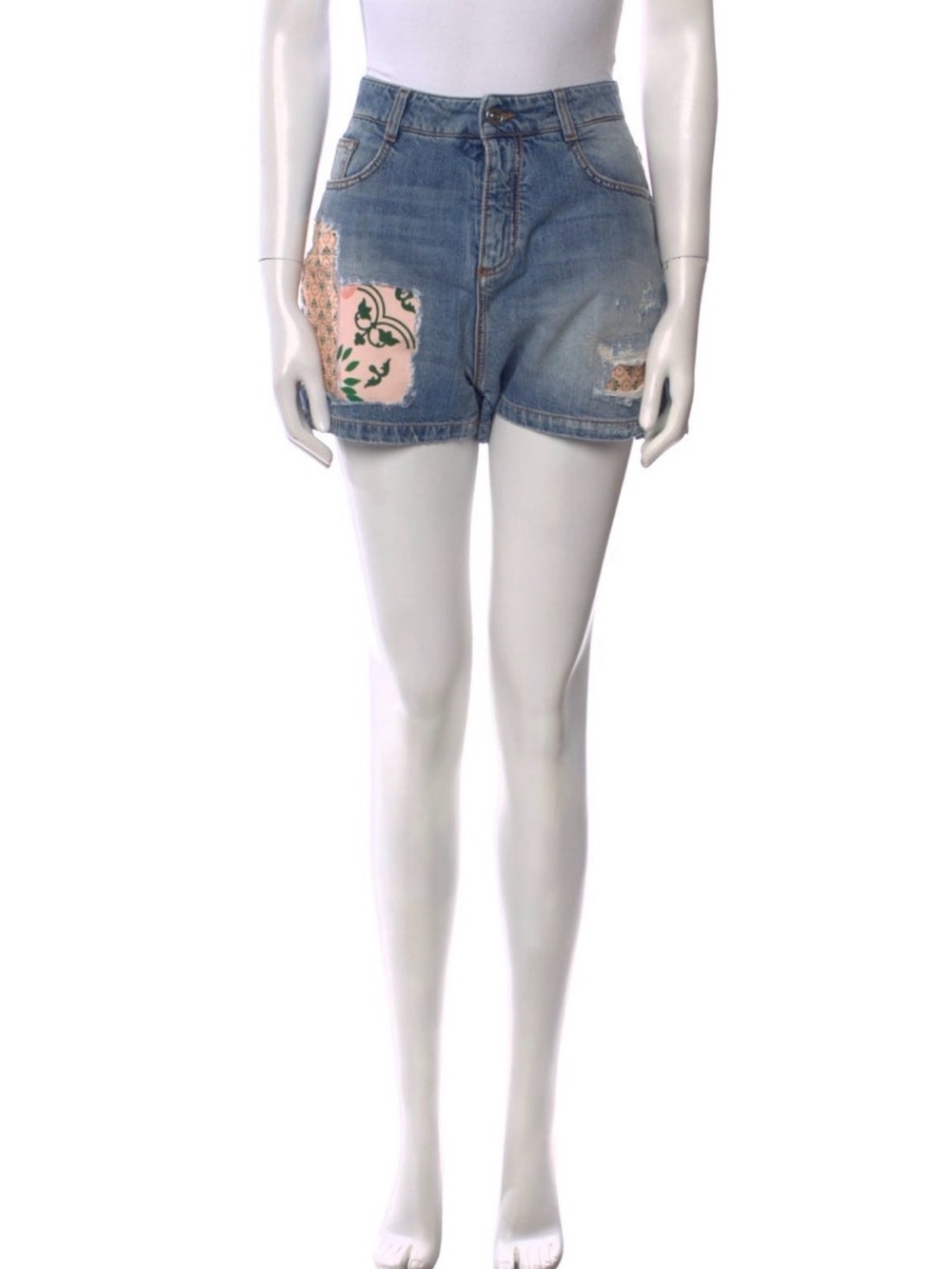 Ermanno Scervino Light Blue Denim Patchwork Shorts